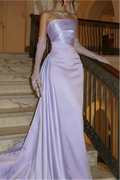 Mermaid Strapless Satin Train Floor-Length Evening Dress - Chloe Dress