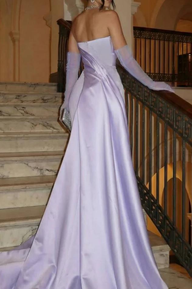 Mermaid Strapless Satin Train Floor-Length Evening Dress - Chloe Dress