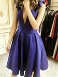 Navy A-Line Satin Ruffled Mini Homecoming Dress - Chloe Dress
