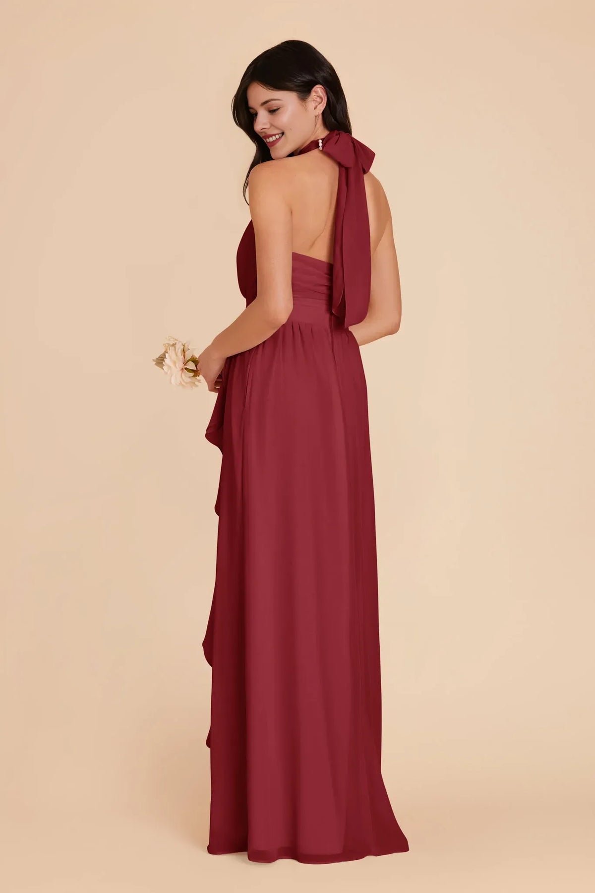 A-Line Halter Chiffon Sleeveless Floor-Length Wedding Dress - Chloe Dress
