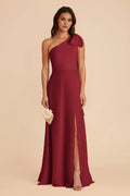 A-Line One-Shoulder Chiffon Open Back Floor-Length Wedding Dress - Chloe Dress