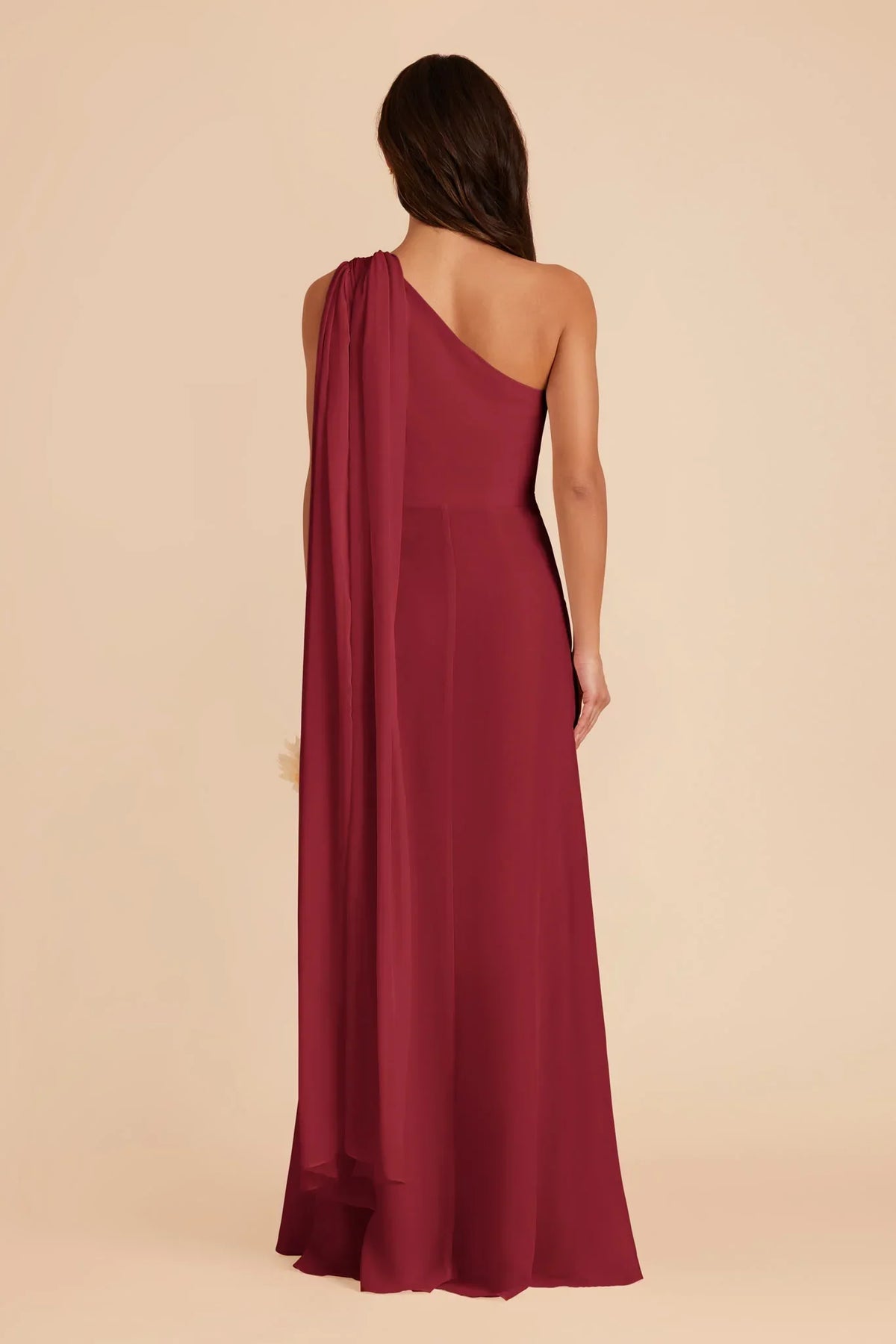 A-Line One-Shoulder Chiffon Open Back Floor-Length Wedding Dress - Chloe Dress