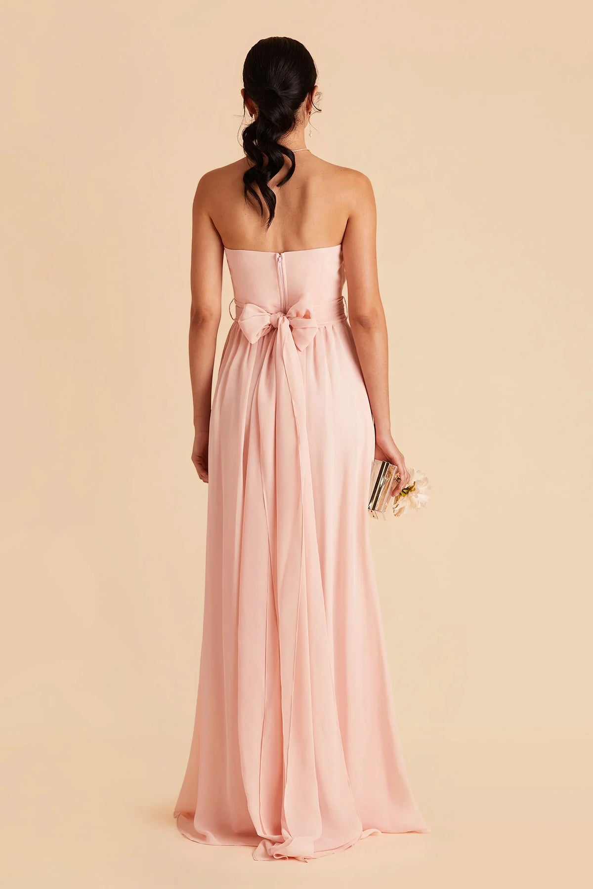 A-Line Strapless Chiffon Sleeveless Zipper Back Floor-Length Wedding Dress - Chloe Dress