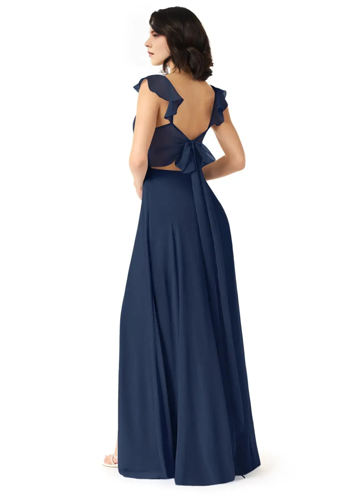 A-Line Sweetheart Chiffon Ruffled Floor-Length Wedding Dress - Chloe Dress