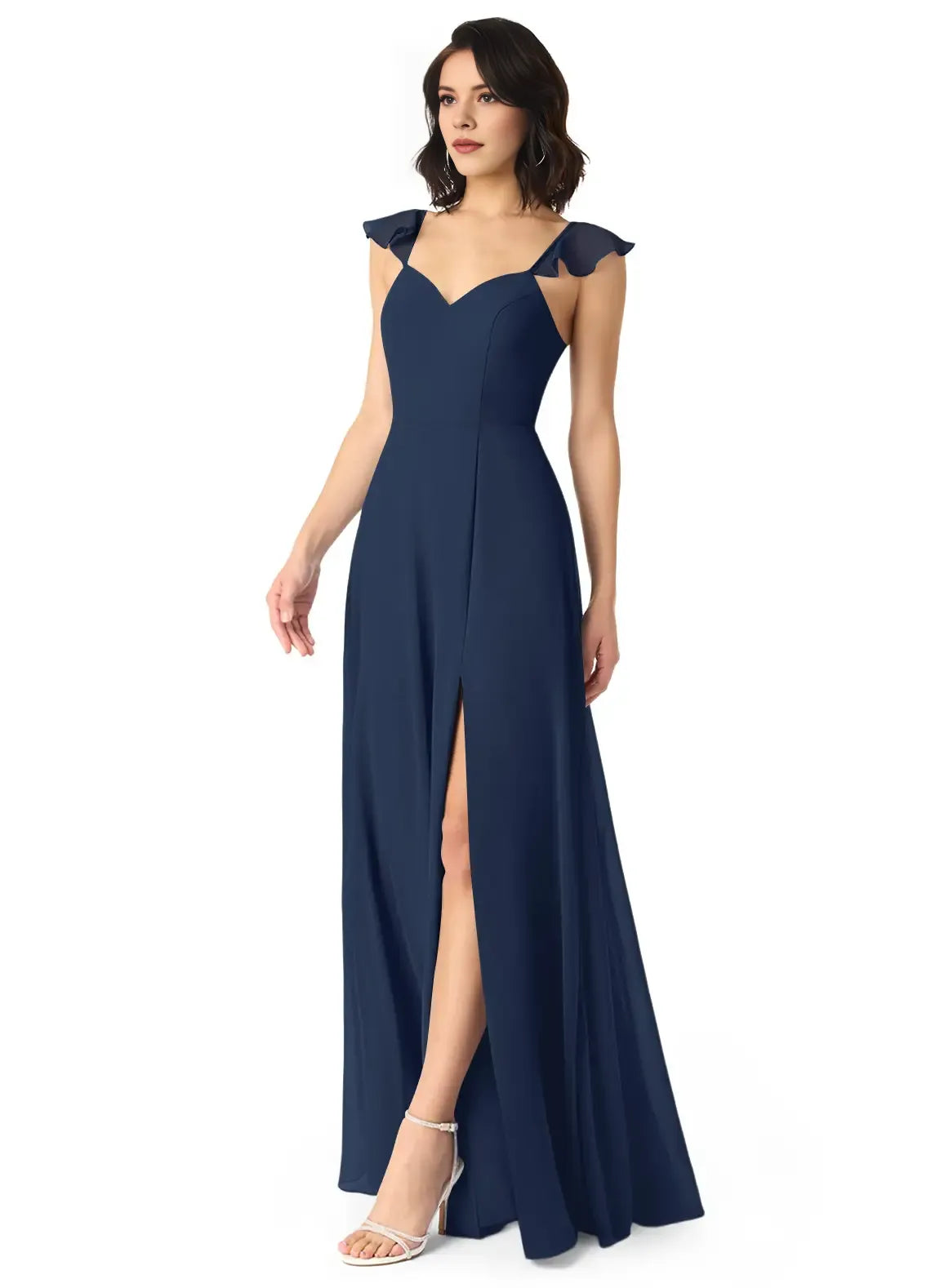 A-Line Sweetheart Chiffon Ruffled Floor-Length Wedding Dress - Chloe Dress