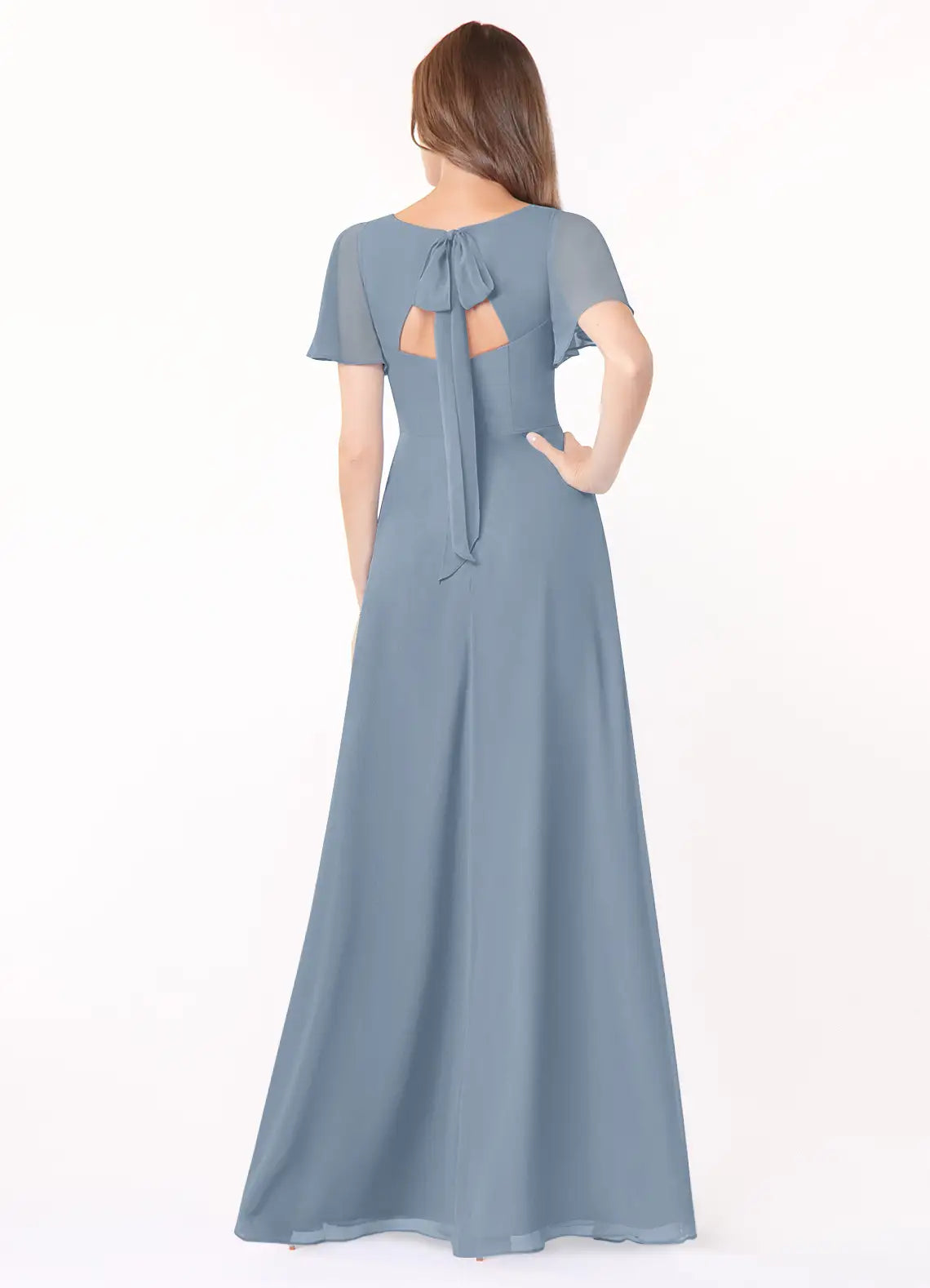 A-Line V-Neck Chiffon Cutout Floor-Length Wedding Dress - Chloe Dress