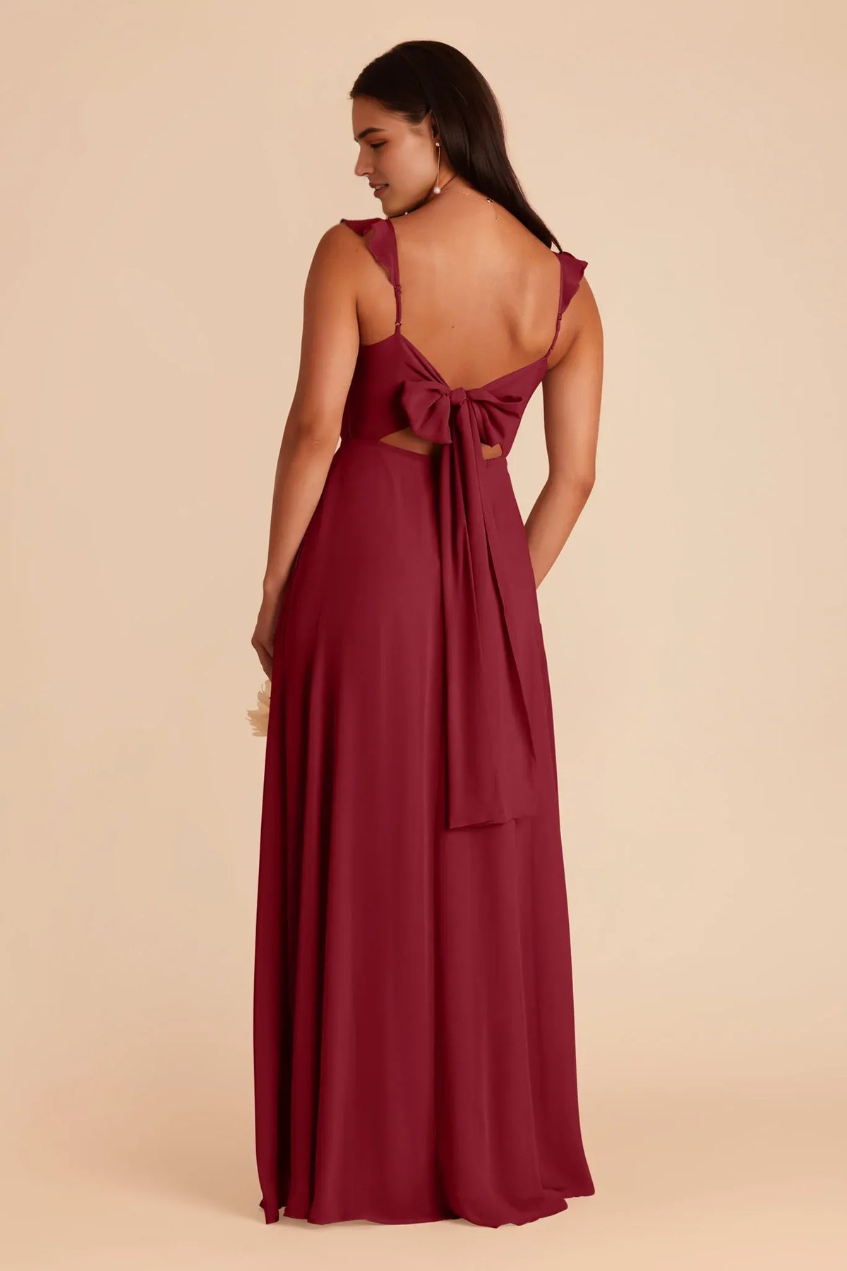 A-Line V-Neck Chiffon Ruffled Floor-Length Wedding Dress - Chloe Dress