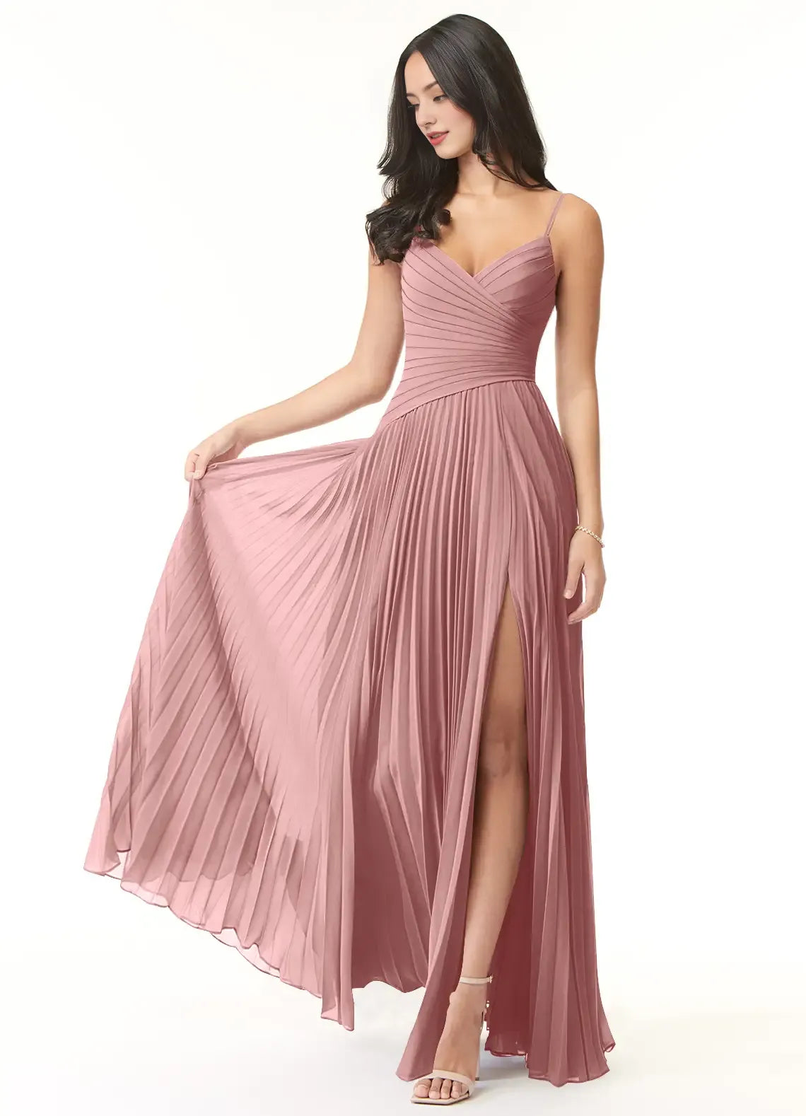 A-Line V-Neck Chiffon Floor-Length Wedding Dress - Chloe Dress