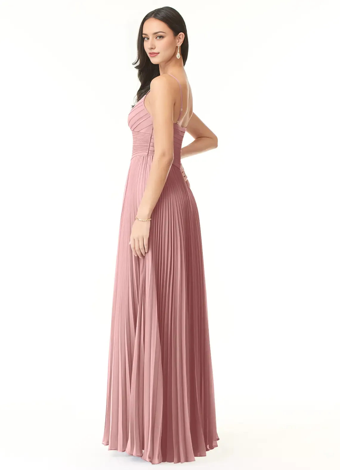 A-Line V-Neck Chiffon Floor-Length Wedding Dress - Chloe Dress