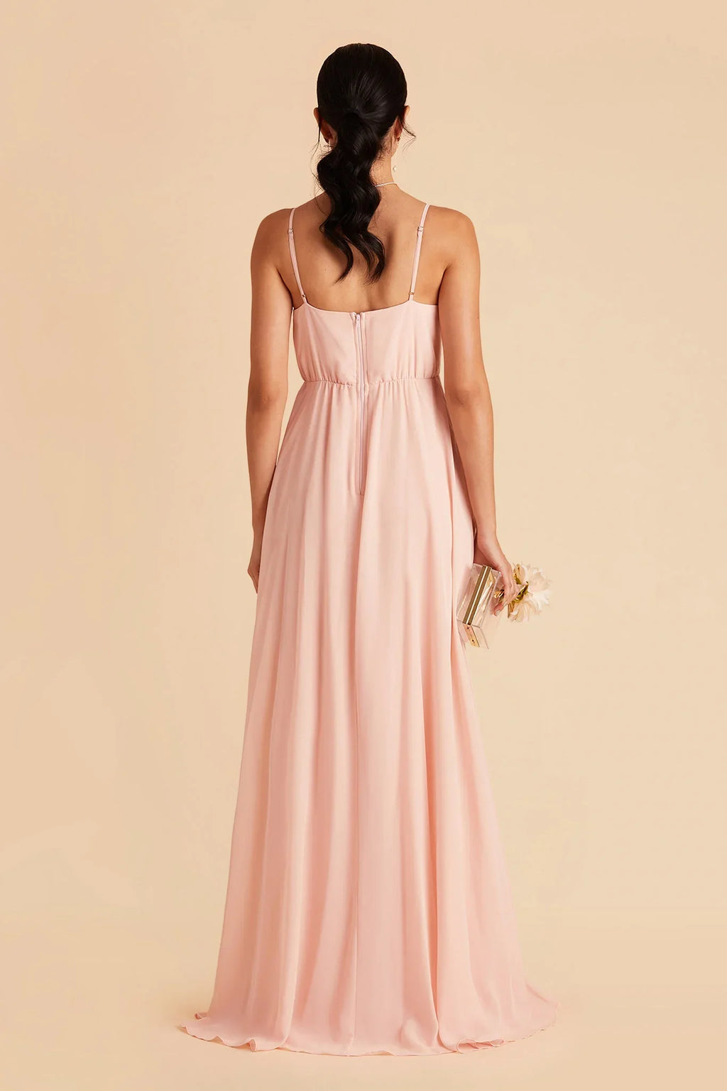 A-Line V-Neck Chiffon Zipper Back Floor-Length Wedding Dress - Chloe Dress