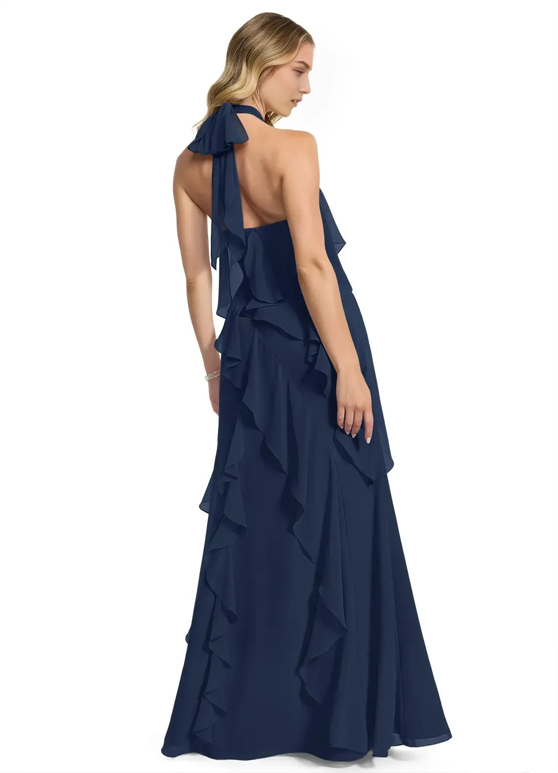 A-Line Halter Sleeveless Open Back Floor-Length Wedding Dress - Chloe Dress