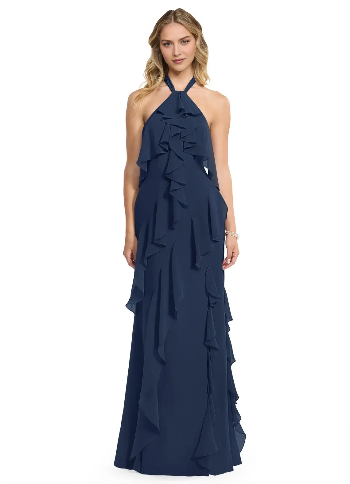 A-Line Halter Sleeveless Open Back Floor-Length Wedding Dress - Chloe Dress