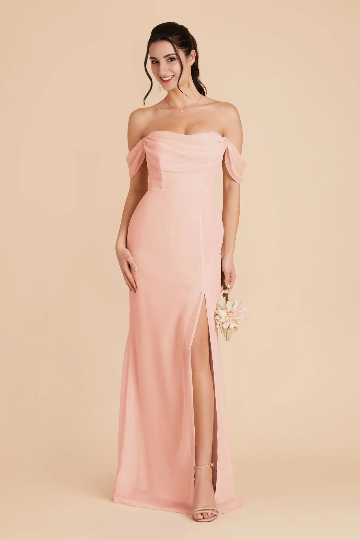 Mermaid Off-Shoulder Chiffon Open Back Floor-Length Wedding Dress - Chloe Dress