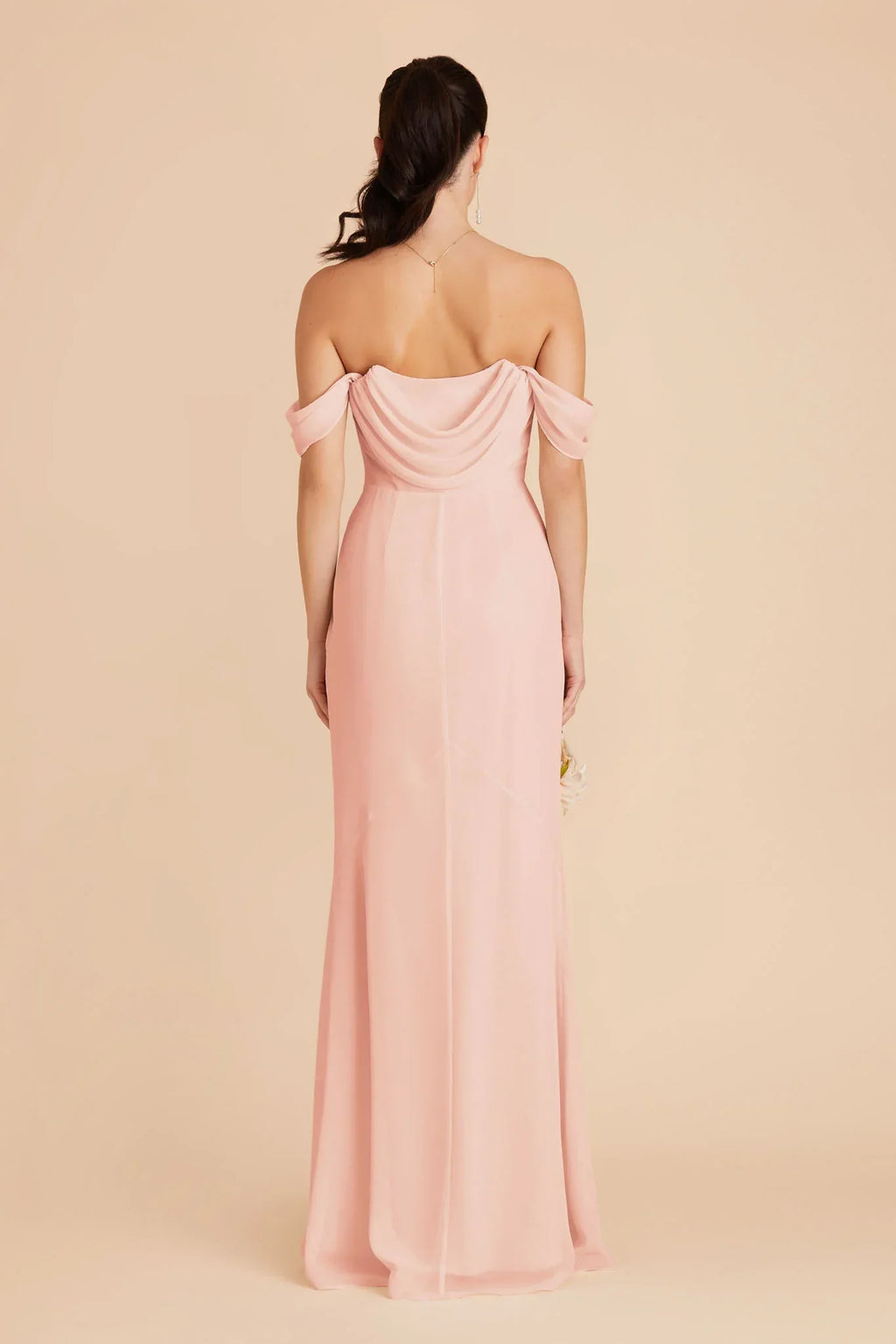Mermaid Off-Shoulder Chiffon Open Back Floor-Length Wedding Dress - Chloe Dress