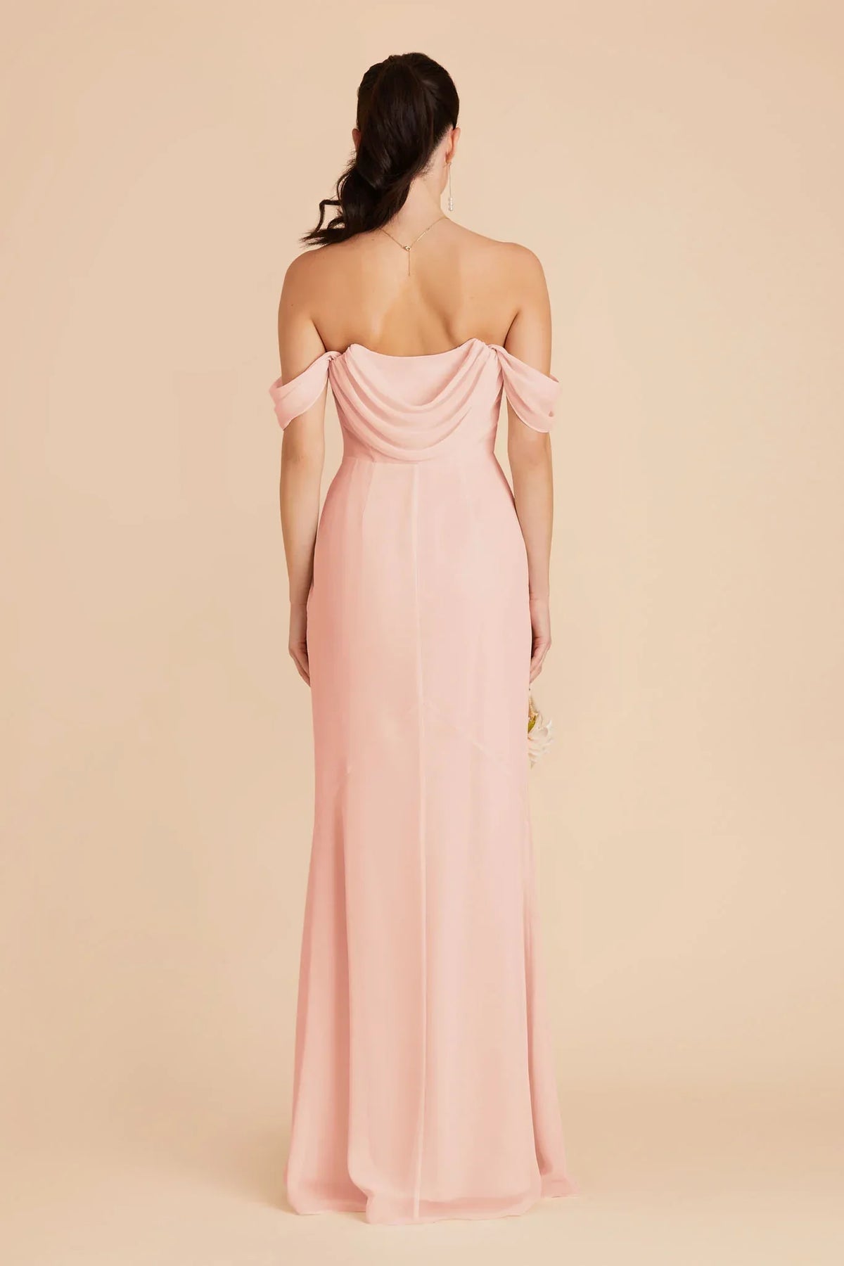 Mermaid Off-Shoulder Chiffon Open Back Floor-Length Wedding Dress - Chloe Dress