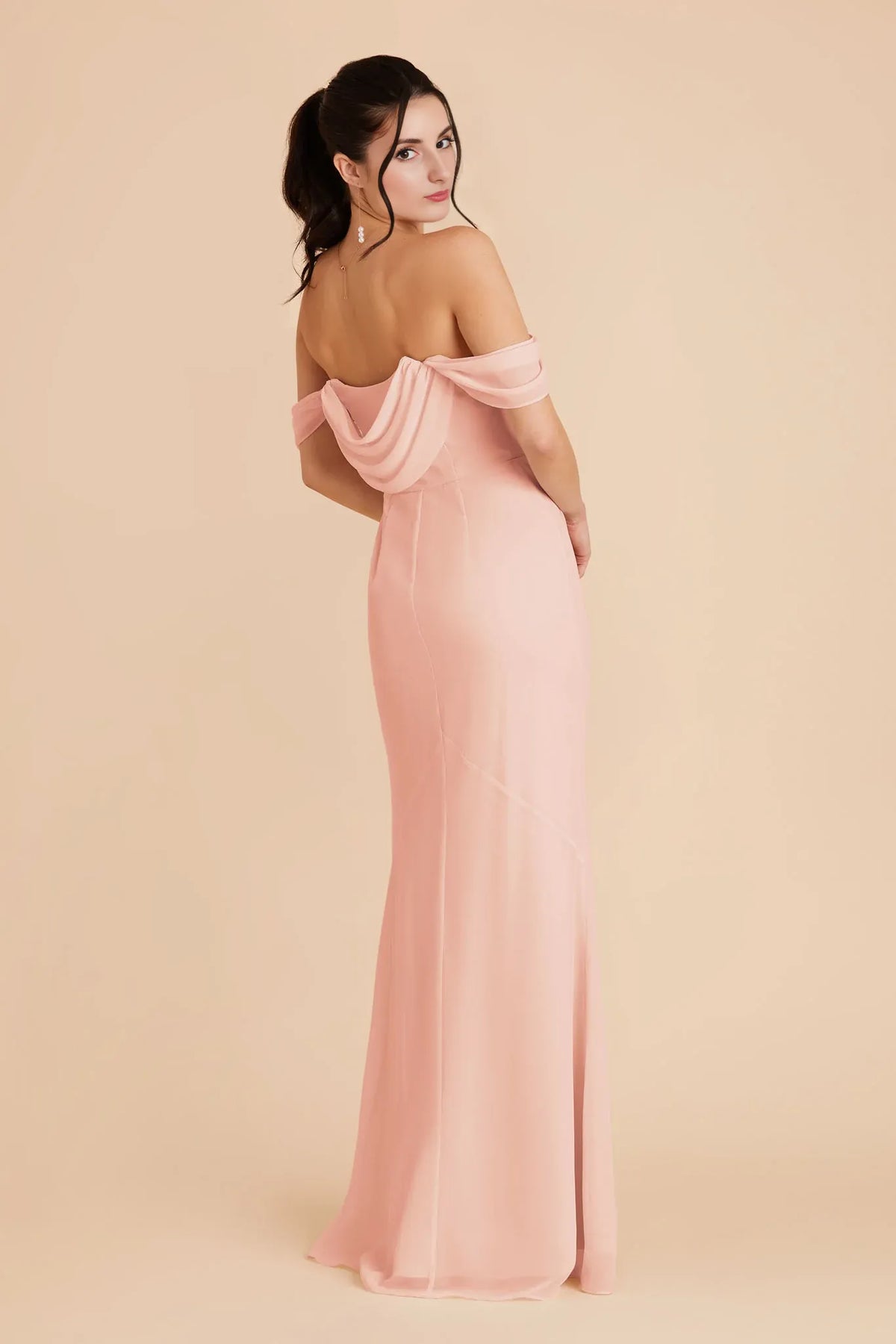 Mermaid Off-Shoulder Chiffon Open Back Floor-Length Wedding Dress - Chloe Dress