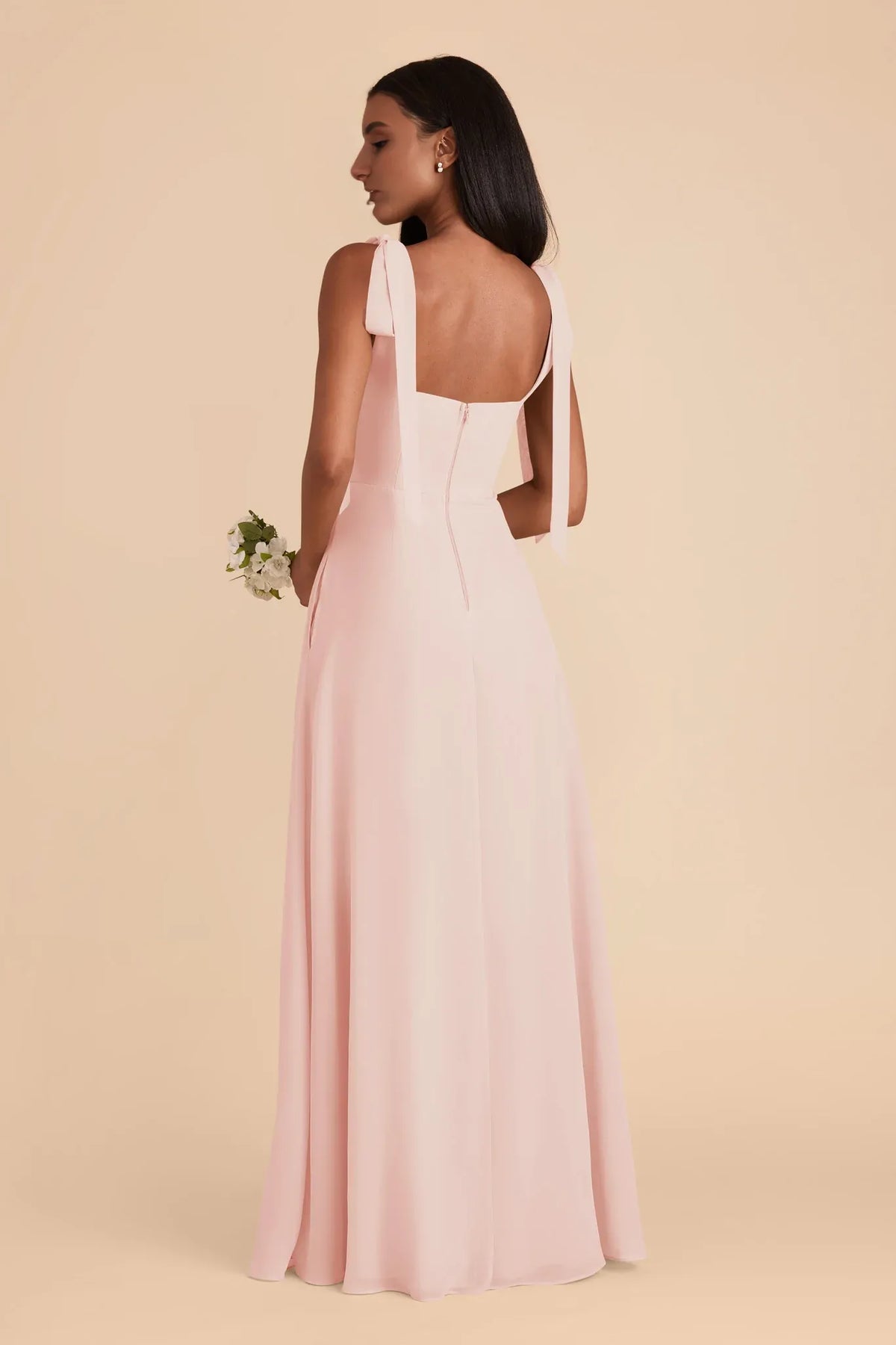 Sheath Square Neck Chiffon Open Back Floor-Length Wedding Dress - Chloe Dress