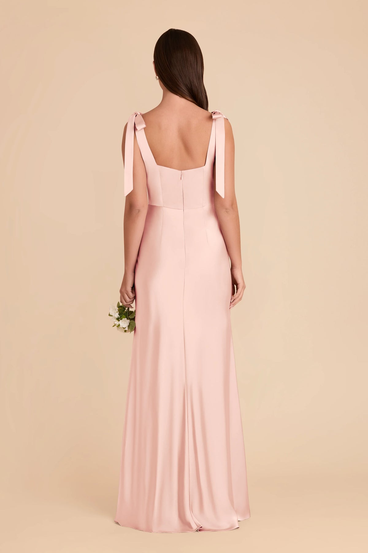 Sheath Square Neck Satin Open Back Floor-Length Wedding Dress - Chloe Dress