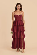 Sweetheart Satin Open Back Tiered Floor-Length Wedding Dress - Chloe Dress