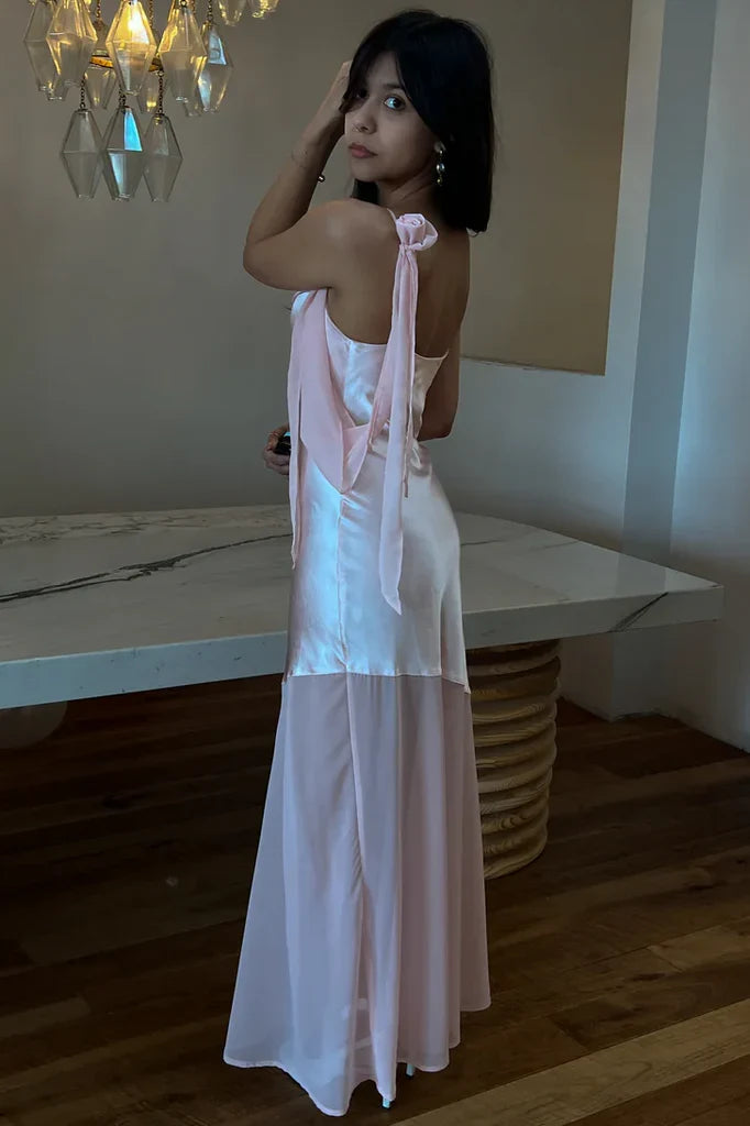 One-Shoulder Satin Asymmetric Floor-Length Evening Dress - Chloe Dress