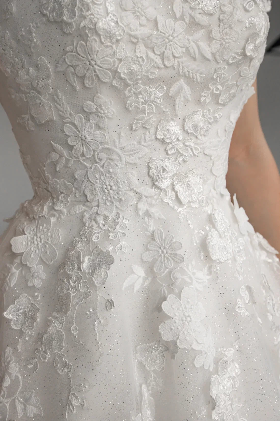 Ball Gown Off-Shoulder Lace Embroidered Floor-Length Wedding Gown - Chloe Dress