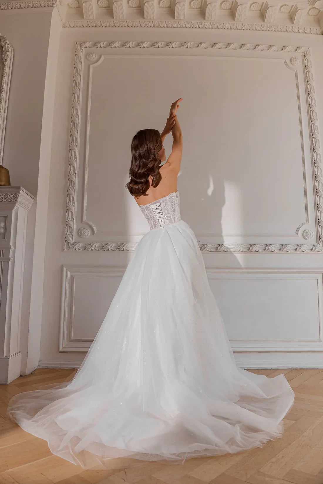 Ball Gown Strapless Lace Embroidered Floor-Length Wedding Gown - Chloe Dress