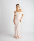 Blush Pink Bodycon Satin Draped Floor-Length Wedding Dress - Chloe Dress