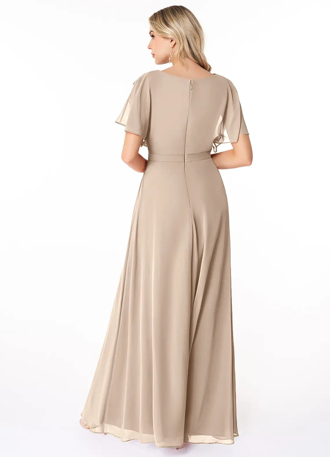 A-Line Chiffon Ruffled Floor-Length Wedding Dress - Chloe Dress