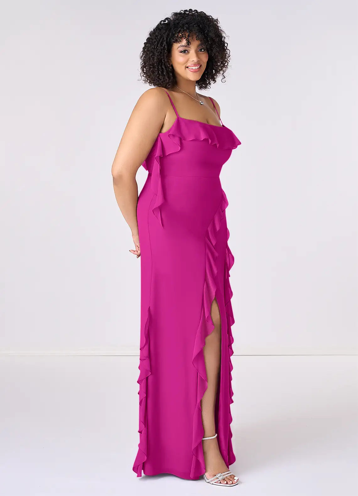 Chiffon Ruffled Wedding Dress - Chloe Dress