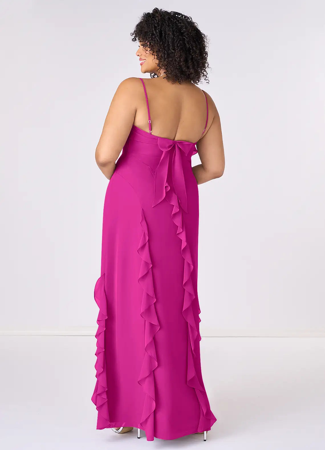 Chiffon Ruffled Wedding Dress - Chloe Dress