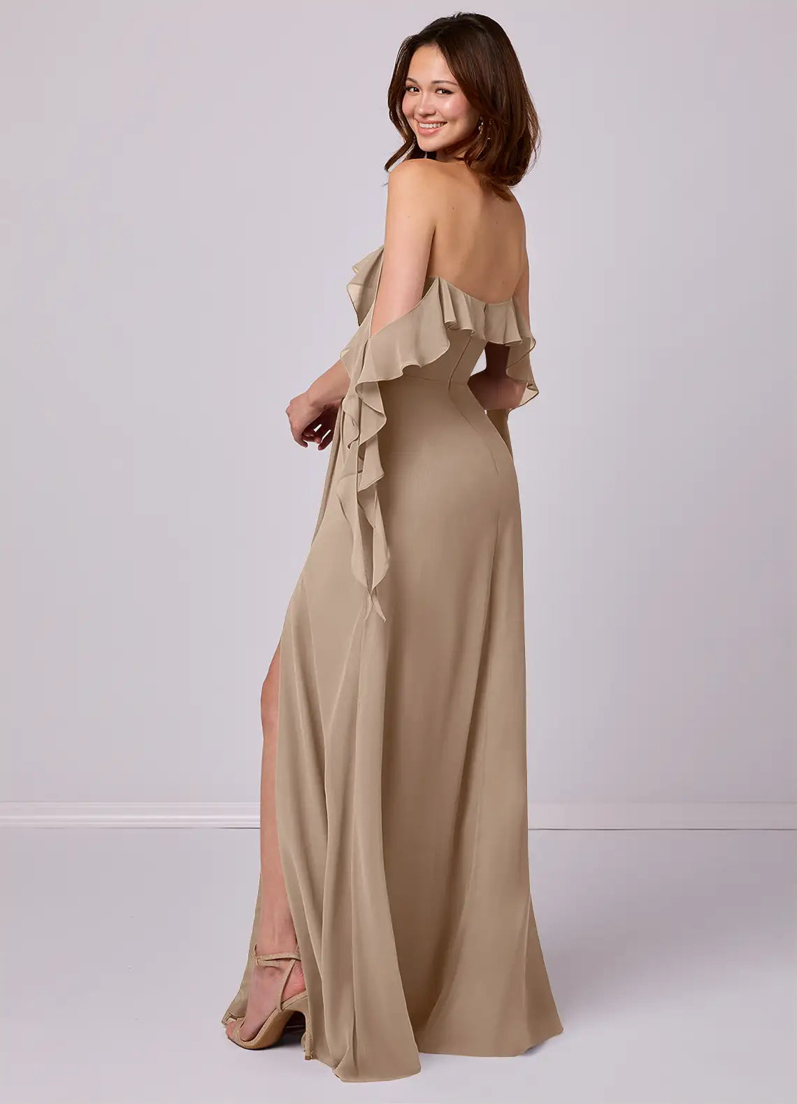 Chiffon High Slit Wedding Dress - Chloe Dress