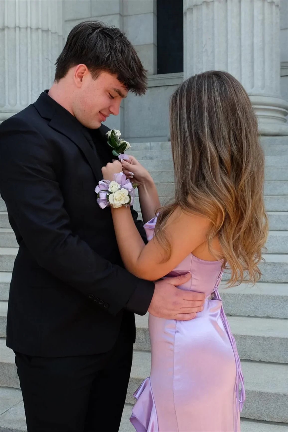 Lilac Mermaid Cowl Neck Satin High Slit Prom Dress - Chloe Dress