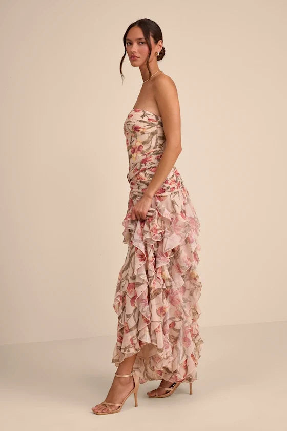 A-Line Sweetheart Chiffon Sleeveless Open Back Ruffled Floor-Length Prom Dress - Chloe Dress
