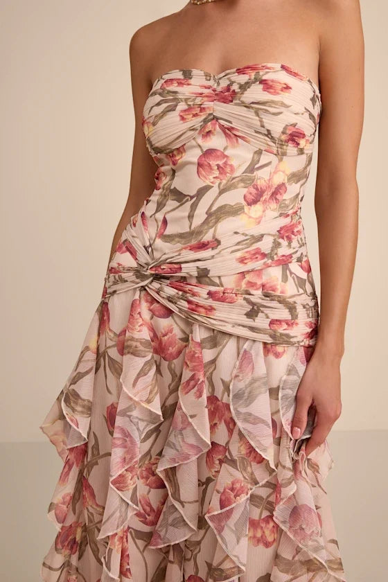 A-Line Sweetheart Chiffon Sleeveless Open Back Ruffled Floor-Length Prom Dress - Chloe Dress