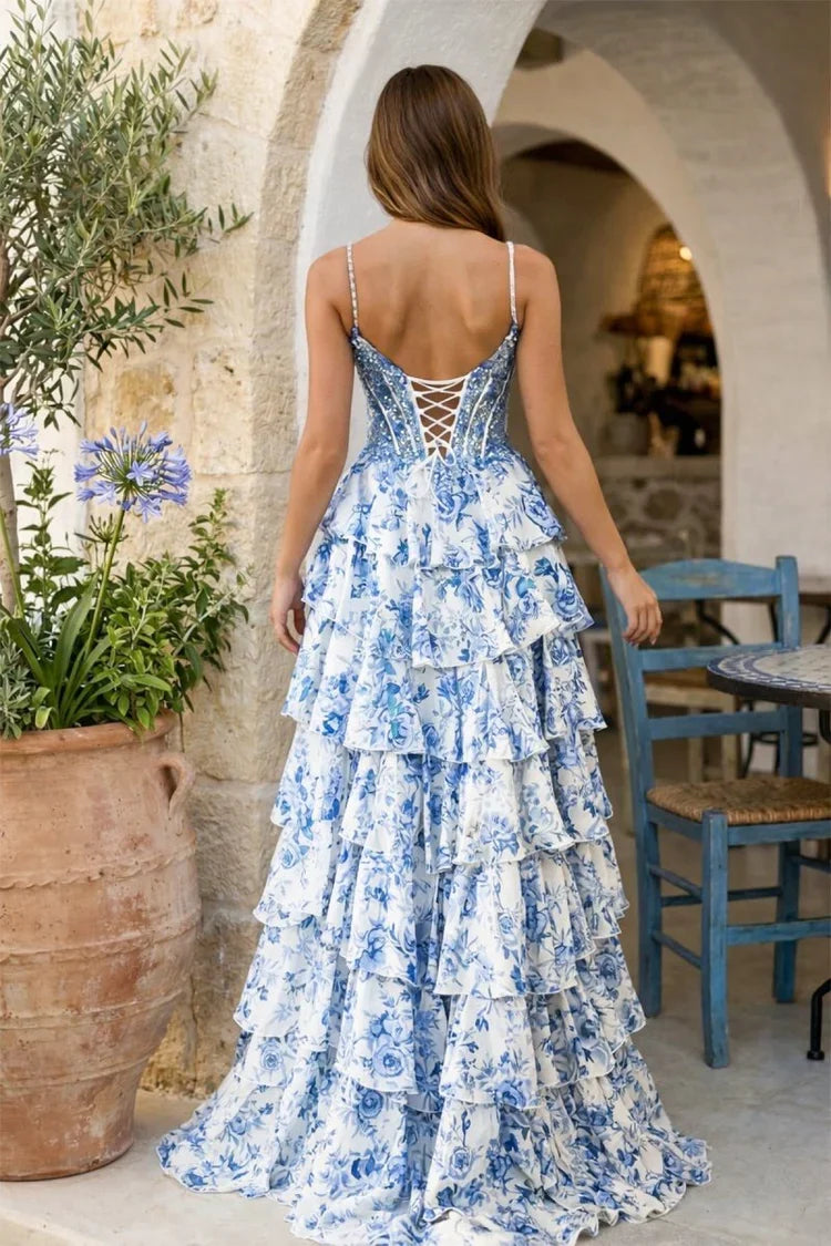 A-Line Sweetheart Lace Ruffled Prom Dress - Chloe Dress