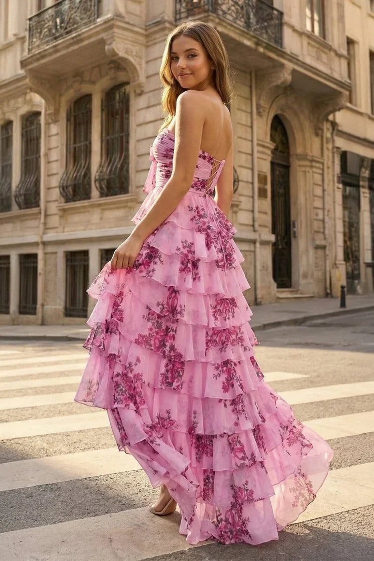 A-Line Sweetheart Lace Ruffled Prom Dress - Chloe Dress