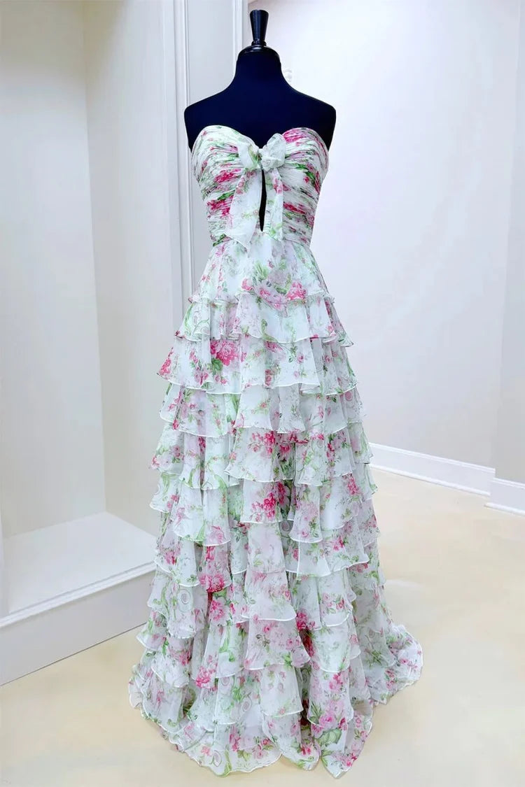 A-Line Sweetheart Lace Ruffled Prom Dress - Chloe Dress