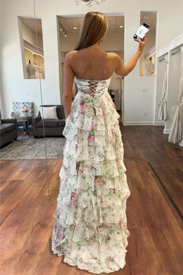 A-Line Sweetheart Lace Ruffled Prom Dress - Chloe Dress