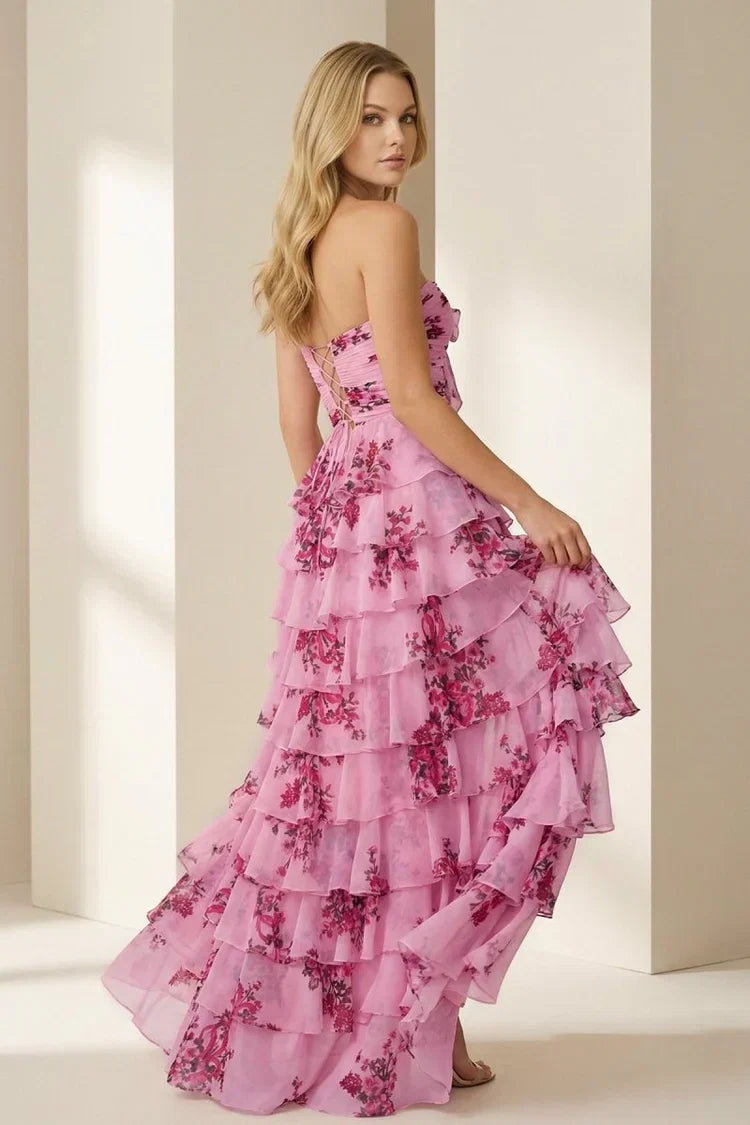 A-Line Sweetheart Lace Ruffled Prom Dress - Chloe Dress