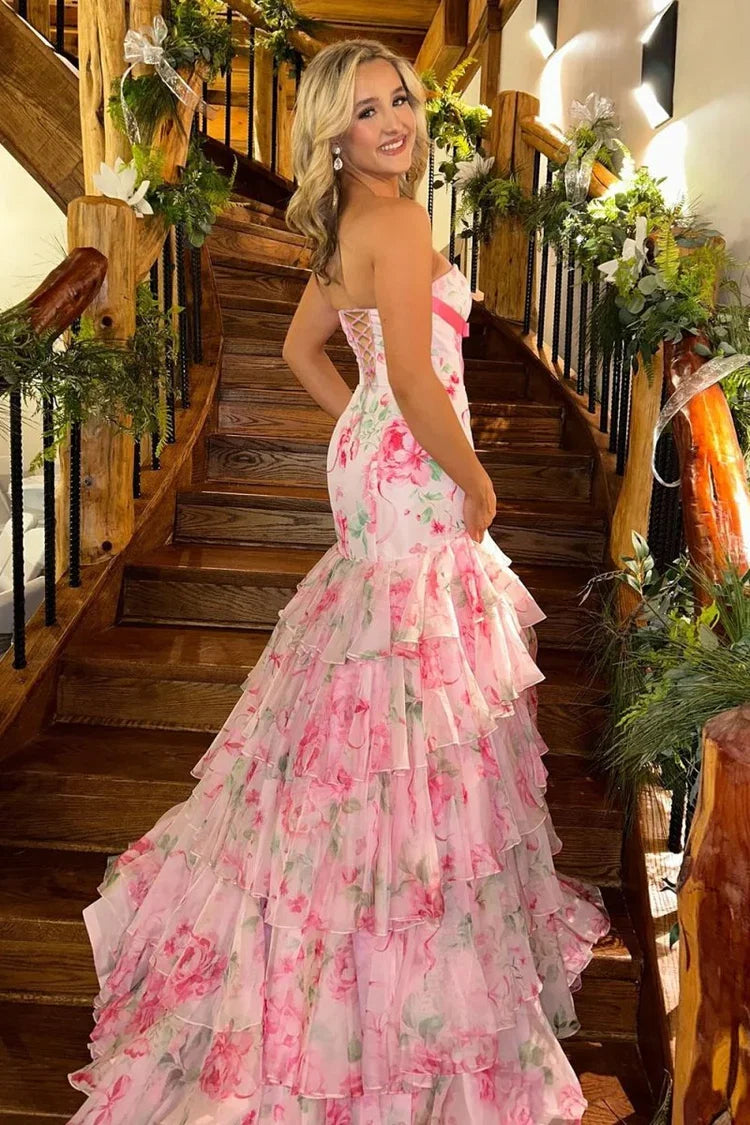 Mermaid Sweetheart Lace Ruffled Prom Dress - Chloe Dress
