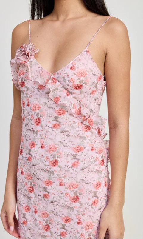Sheath V-Neck Chiffon Open Back Floor-Length Prom Dress - Chloe Dress
