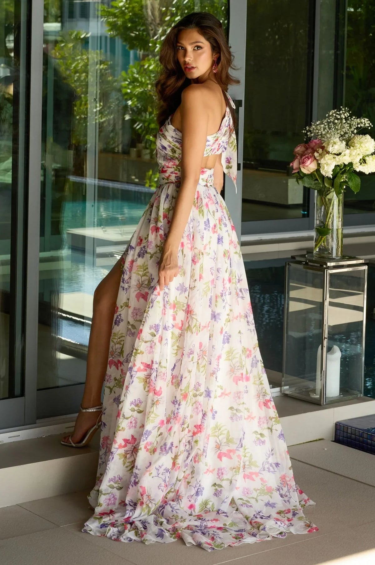 A-Line One-Shoulder Chiffon High Slit Floor-Length Prom Dress - Chloe Dress