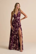 V-Neck Chiffon Sleeveless Open Back High Slit Floor-Length Prom Dress - Chloe Dress