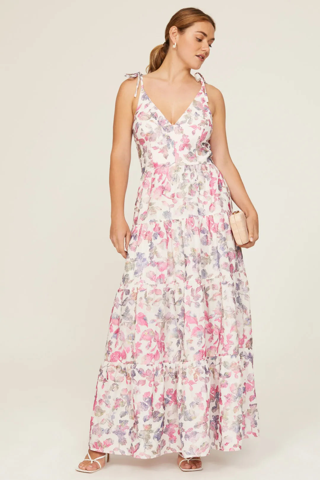 A-Line V-Neck Backless Tiered Floor-Length Prom Dress - Chloe Dress