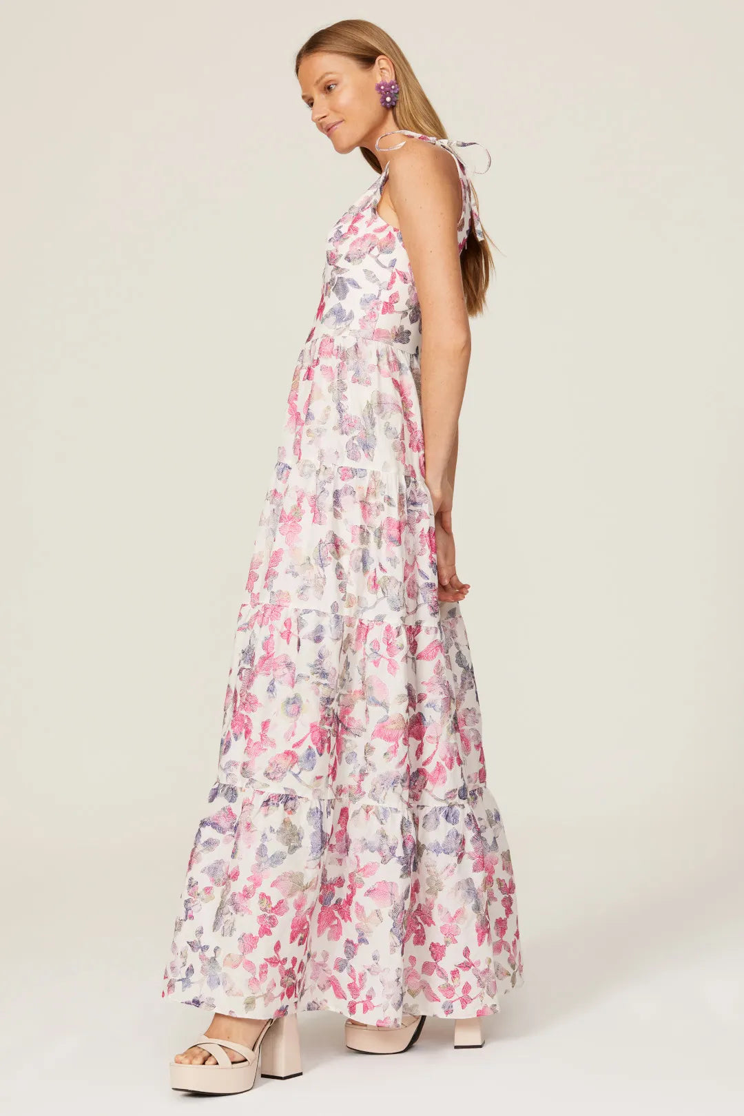 A-Line V-Neck Backless Tiered Floor-Length Prom Dress - Chloe Dress