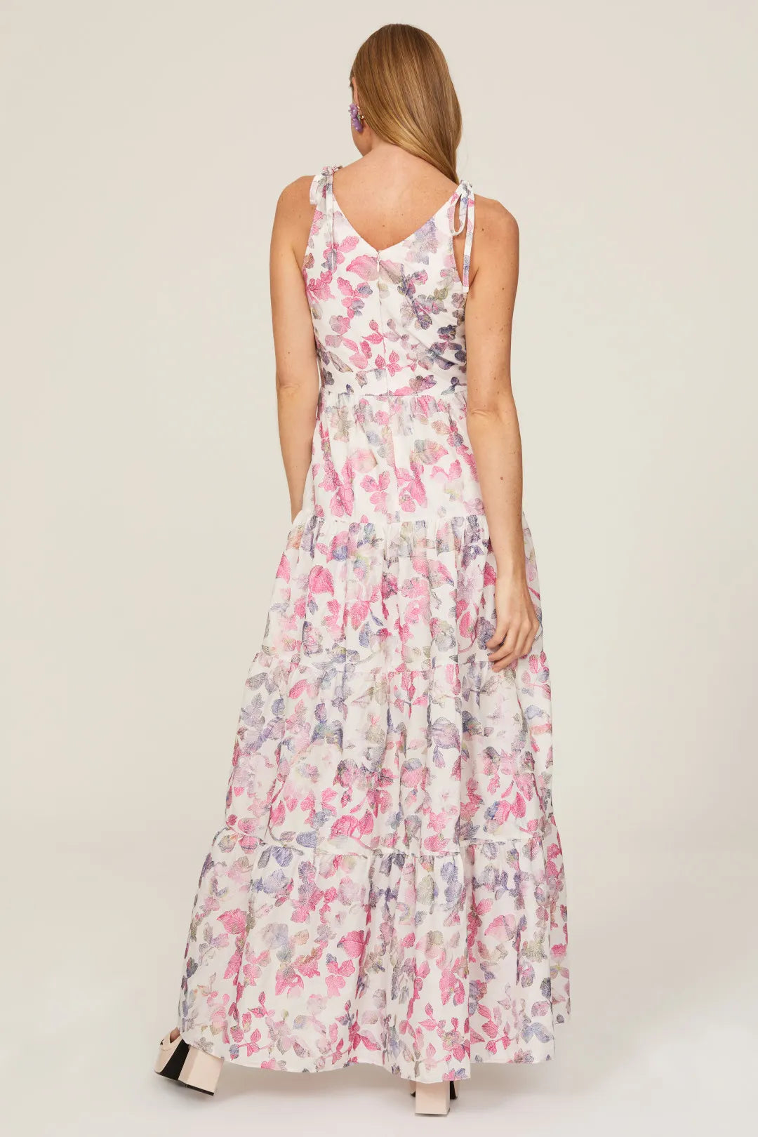 A-Line V-Neck Backless Tiered Floor-Length Prom Dress - Chloe Dress