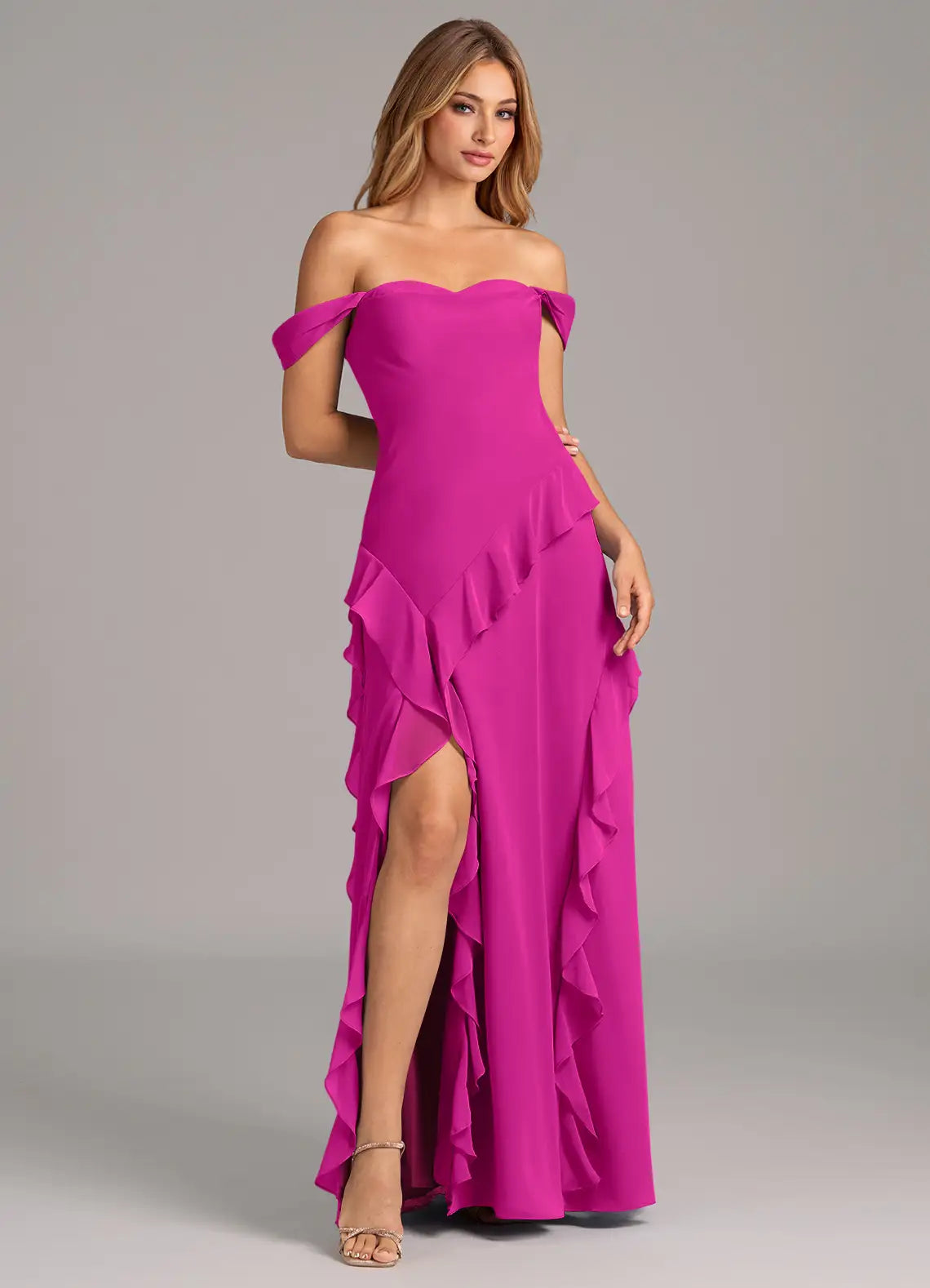 Sweetheart Chiffon Cap Sleeve High Slit Floor-Length Wedding Dress - Chloe Dress