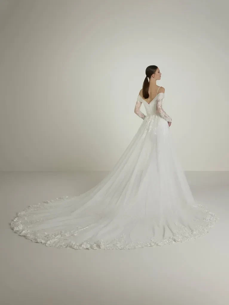 Mermaid Off-Shoulder Lace Long Sleeve Floor-Length Wedding Dress - Chloe Dress