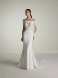 Mermaid Off-Shoulder Lace Long Sleeve Floor-Length Wedding Dress - Chloe Dress