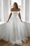Off-Shoulder Tulle Floor-Length Wedding Dress - Chloe Dress